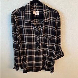 Plaid Black and White Women's Tunic Top